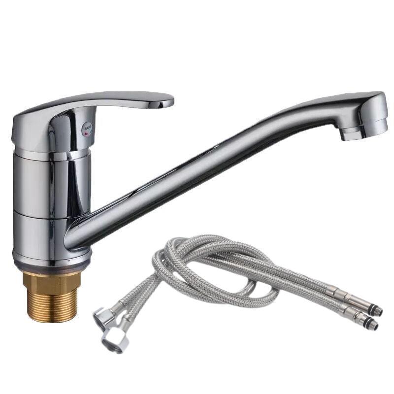 Lavabo de cocina Grifo de agua fría y caliente de boca larga Grifo de fregadero de olla de enano antiguo giratorio de un solo orificio universal image 7