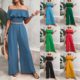 2024 Europe and the United States cross-border Amazon new casual solid color off-shoulder top tube top solid color wide leg pants