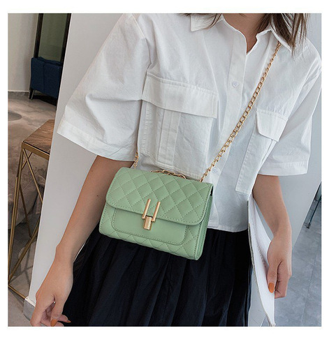 Women's Bag  Unique Design New Bag Versatile Polka Dot Lock and Chain Small Shoulder Bag Crossbody Small Square Bag
