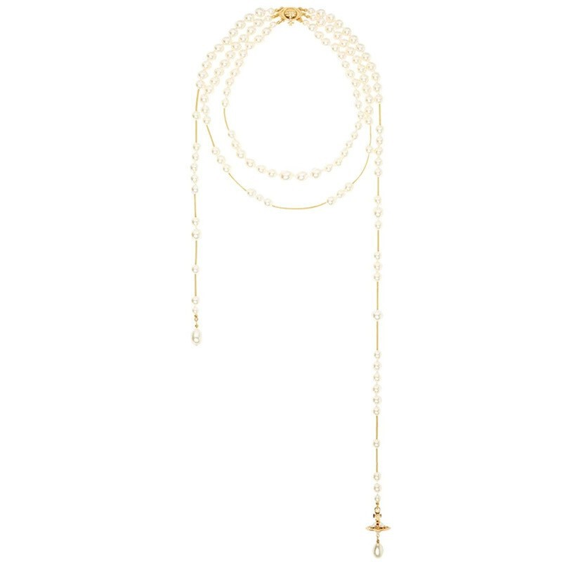 Vivienne Westwood Simple and Elegant Broken Pearl Necklace, Light Luxury Fashion Women's Clavicle Chain