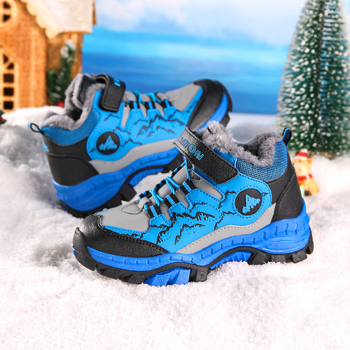 Little yellow duck children's hiking shoes, spring new outdoor anti-slip wear-resistant leather waterproof hiking shoes, boys 'sneakers