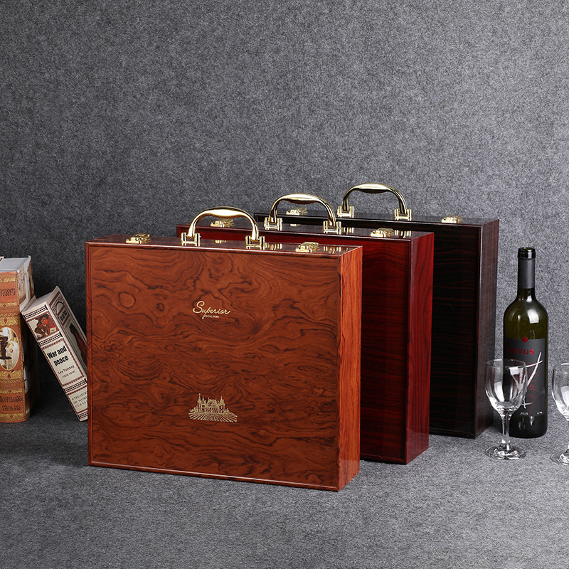 大气手提钢琴烤漆红酒礼品盒高档大容量葡萄酒四只装木箱酒盒