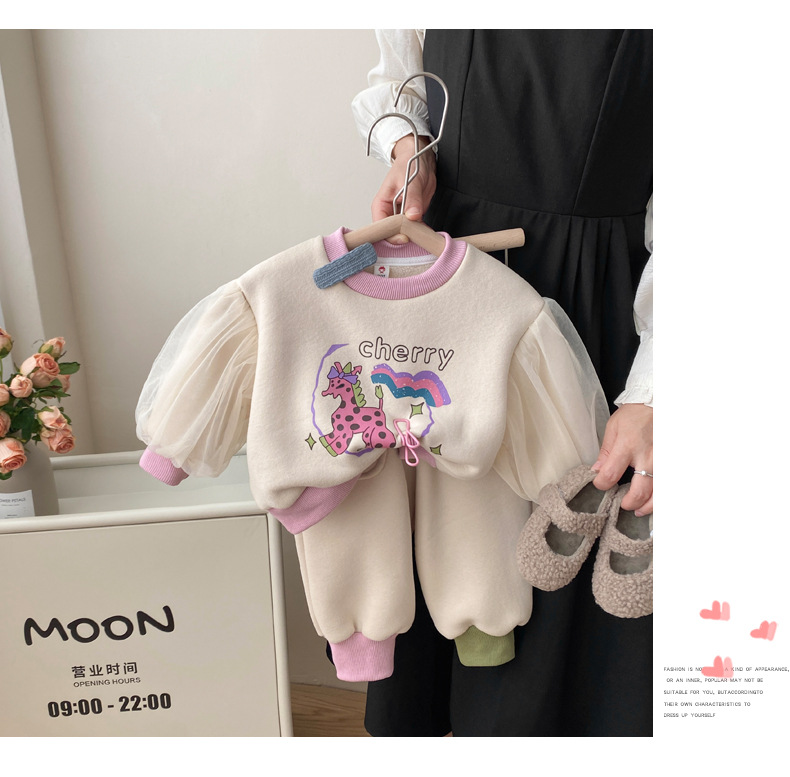 Pull épais et à la mode pour enfants, ensemble deux pièces en velours pour filles, nouvelle collection automne/hiver 2023_voghion.com