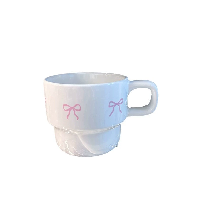 Детская кружка Ceramic Cup для кофе с короной сердце бантик Ins Wind Girl для холодного заваривания вкусного завтрака