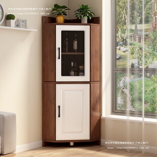 Corner Cabinet Wall Corner Cabinet Triangular Solid Wood Corner Corner Storage Cabinet Against the Wall Kitchen Bedroom Glass Living Room Glass Wine Cabinet