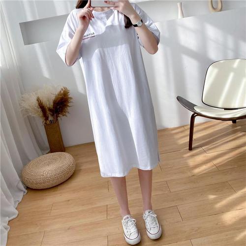 Maternity wear, postpartum nursing nightgown, summer short-sleeved dress, mid-length T-shirt, outing nursing clothes, nursing tops