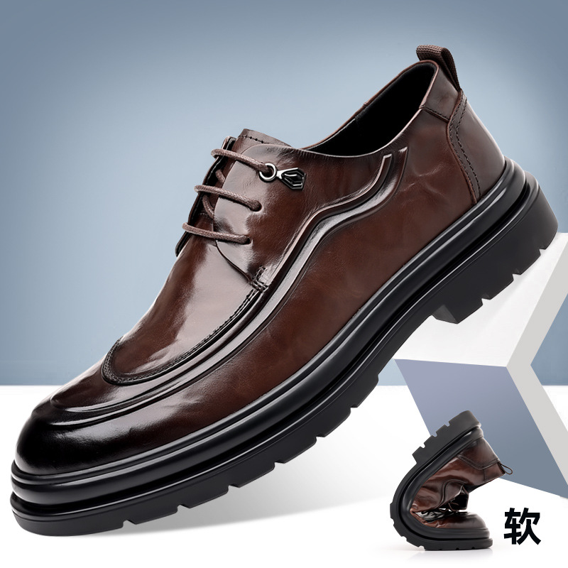 Zapatos de cuero para hombres de verano transpirables vestidos de negocios zapatos de cuero para hombres estilo británico retro marrón casual zapatos de boda novio