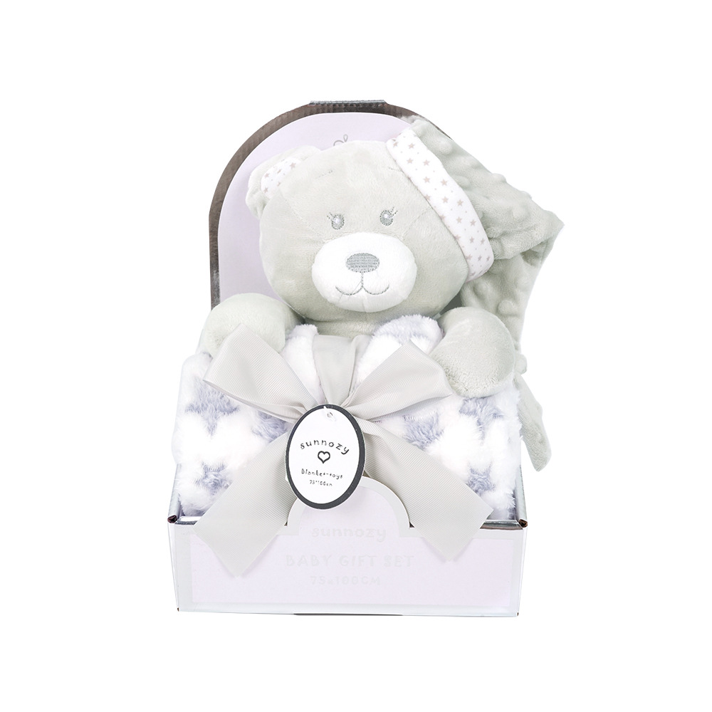 Mantra de aire acondicionado de franela para bebés, cuatro estaciones, cubierta de bebé universal, caja de regalo de muñeca de oso lavable a máquina