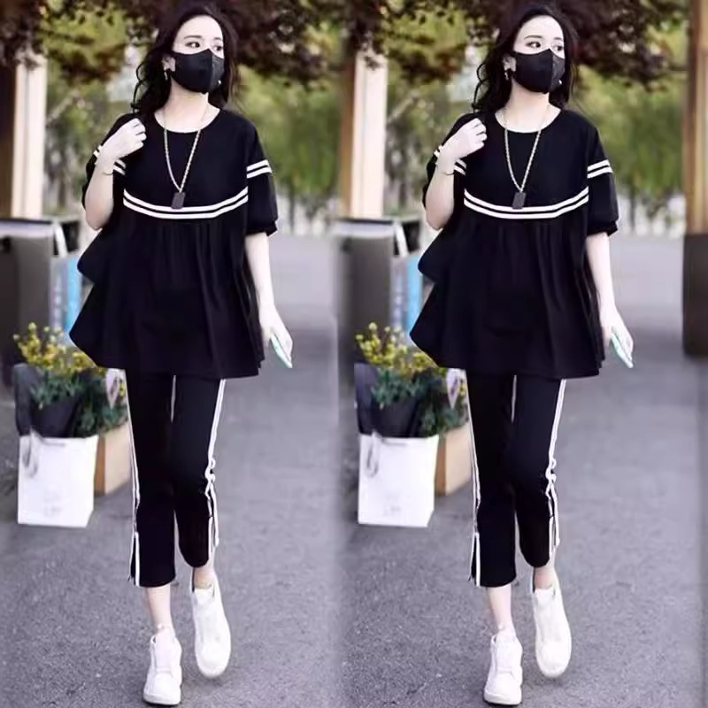 2024 New Summer Fashion Sports Suit Women's Small Casual Fashionable Age-reducing Western Style Age-reducing Two-piece Fashionable Set