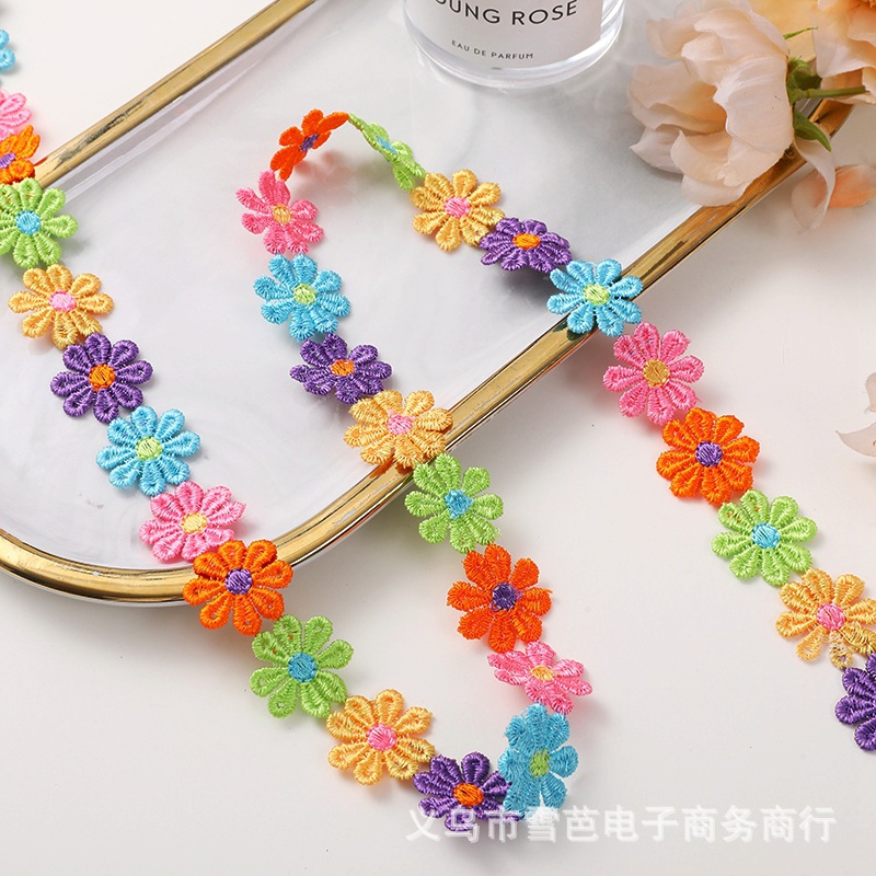 Nuevo punto bordado encaje soluble en agua DIY de dos colores pequeño encaje ropa infantil encaje ropa accesorios encaje