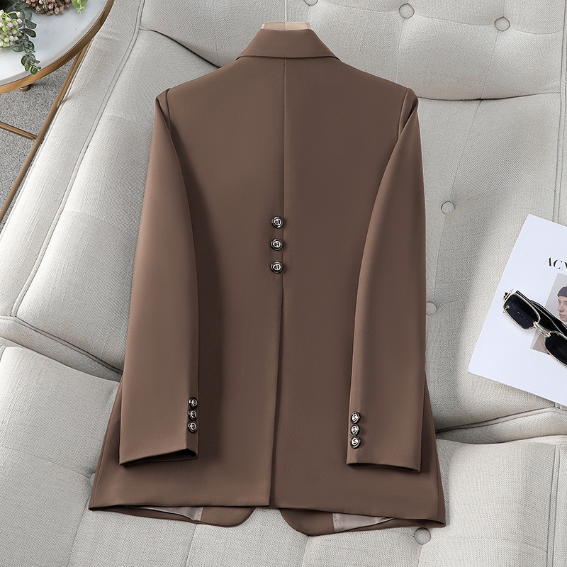Brown Suit Jacket Women's Sense of Design Top 2025 Spring and Autum New Slim Design Casual Small Suit