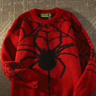 American retro fashion brand Spider ripped sweater women's autumn and winter outer wear loose lazy style oversize knitted coat