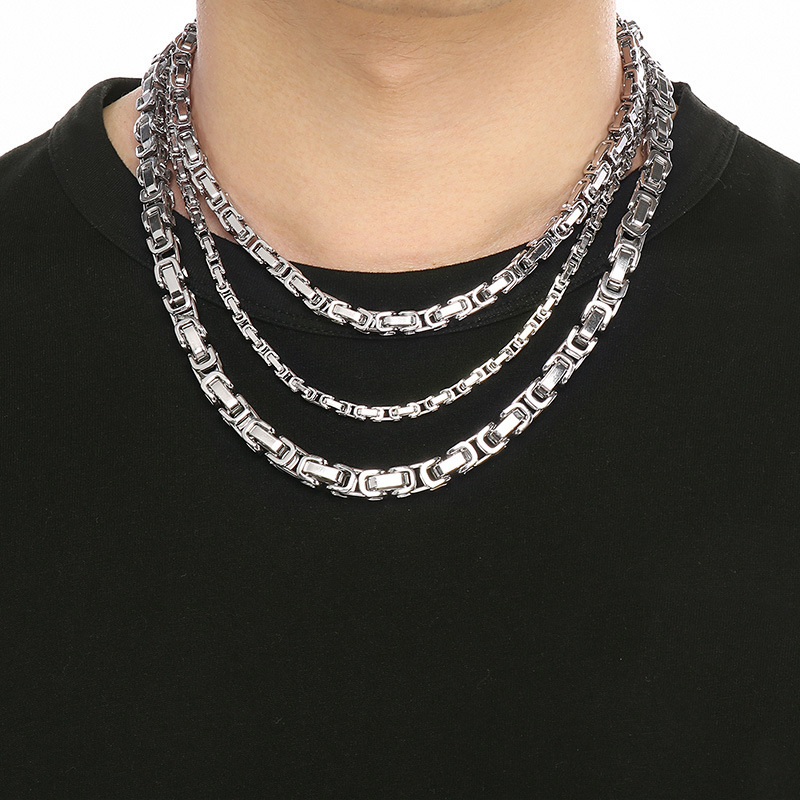 Byzantine Emperor Chain Necklace For Men In Stainless Steel_voghion.com
