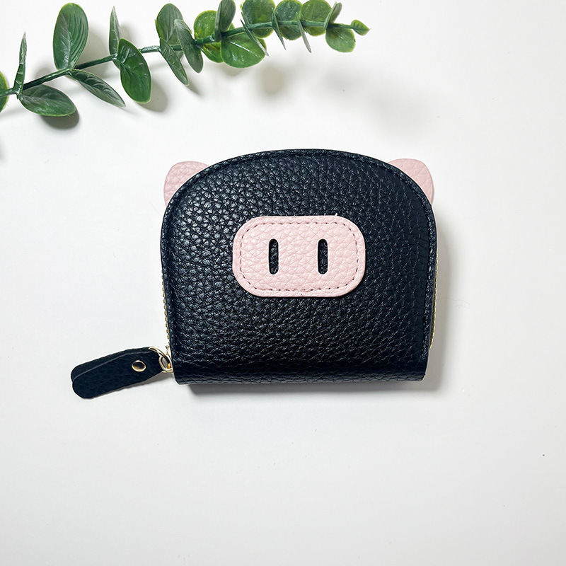 Nueva bolsa de tarjetas de órgano en línea para mujeres estudiantes ligeros cerdo cerdo cremallera multi-tarjeta cubierta de tarjetas lindas tarjetas cambio al por mayor