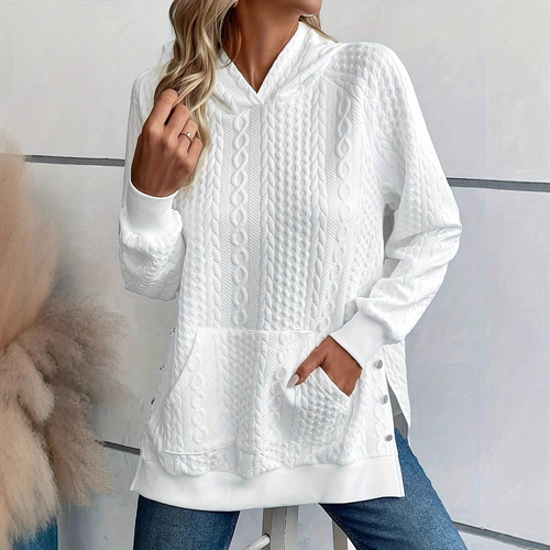 2025 eBay AliExpress Wish Bestselling Autumn/Winter New Plus Size Long Sleeve Solid Color Hooded Sweatshirt for Women