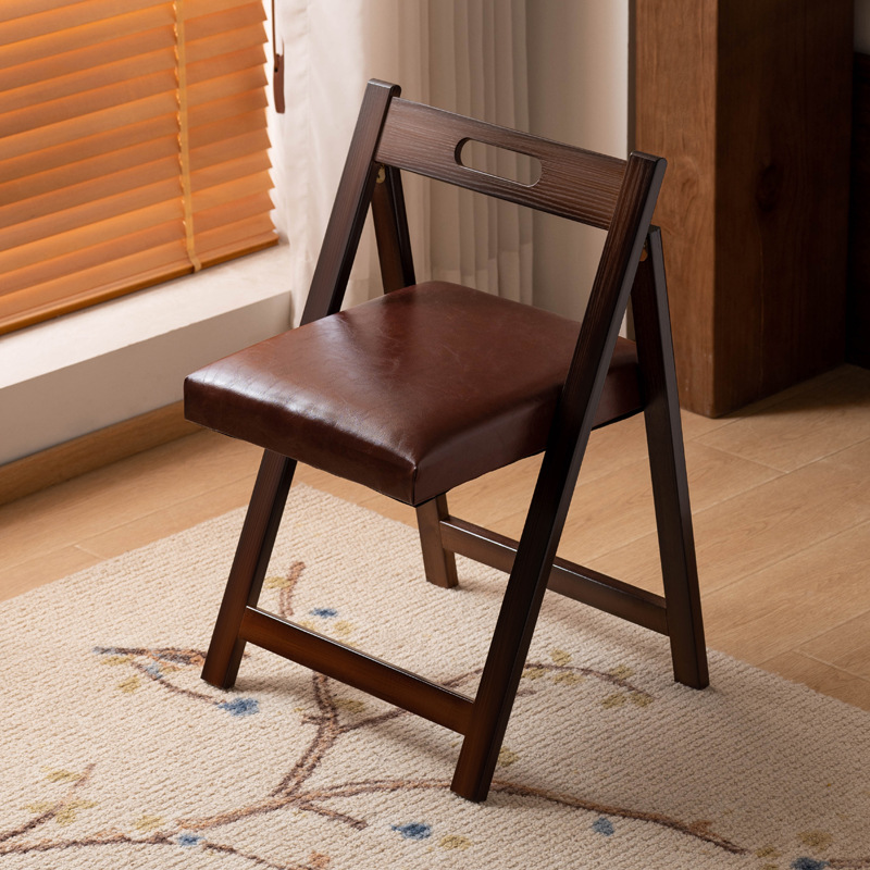 Silla plegable de madera sólida silla de comedor con respaldo cómodo escritorio simple silla de oficina silla de ocio multifuncional sin instalación