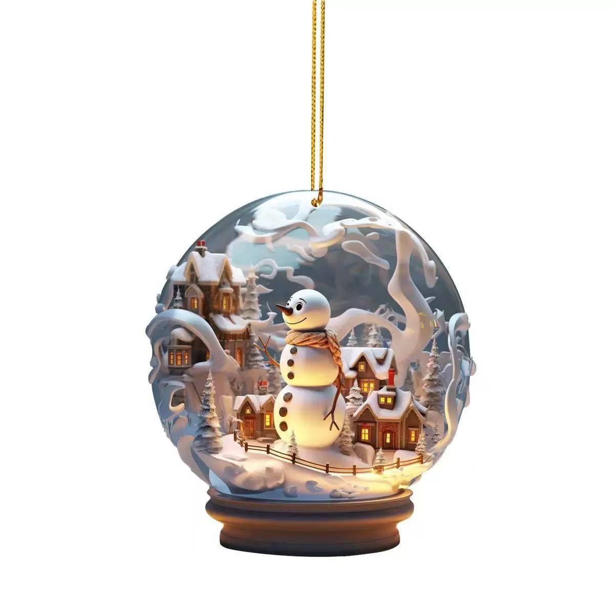 Navidad muñeco de nieve 2D acrílico bolas de vidrio adornamiento estilo único copo de nieve decoración hermosa esfera colgante colgante
