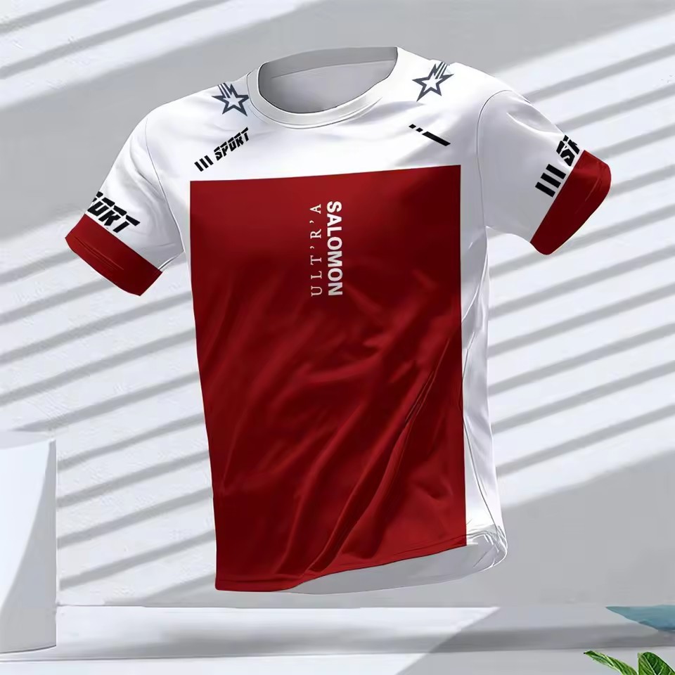 Europa y América AliExpress Cross-border hombres deportes de verano malla suelta transpirable y deshumidificación manga corta cuello redondo camiseta impresión 3D