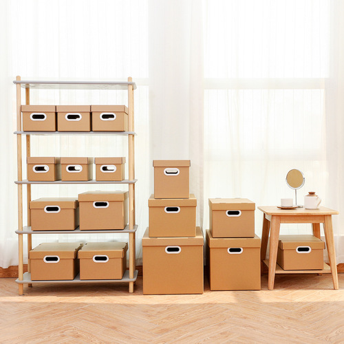 Factory Direct Sales Kraft Paper Box with Lid Gift Packaging Box Moving Carton Office Document Storage and Organization File Box 