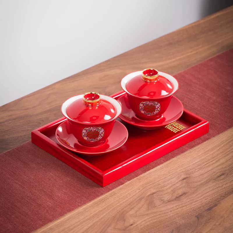 Red ceramic tea cup, tea set, Birthday gift