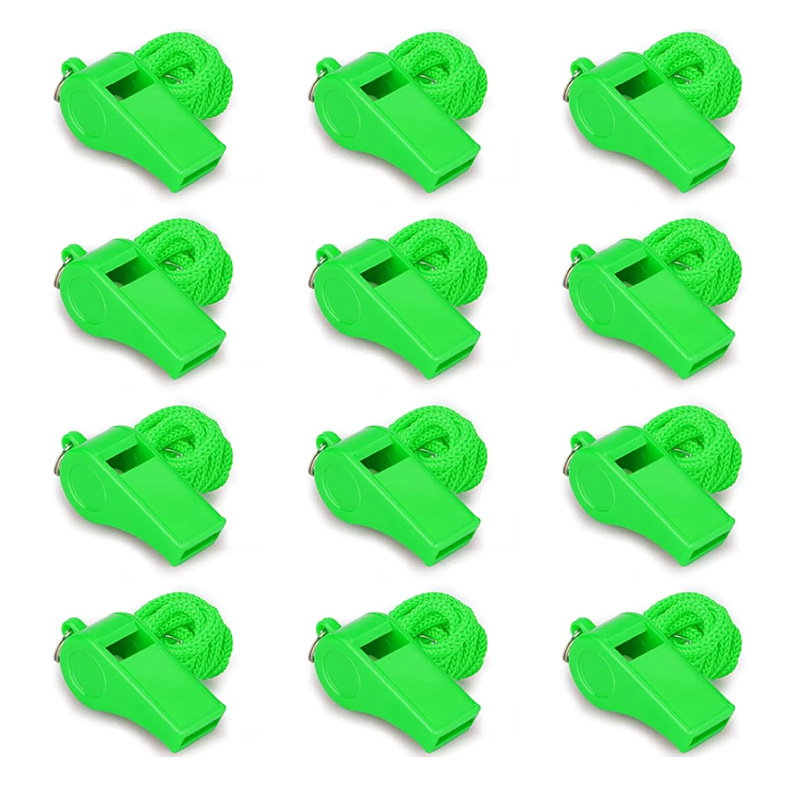 In-Stock High-Quality Abs Green Plastic Fan Cheering Whistle Outdoor Survival Whistle Competition Timing Whistle