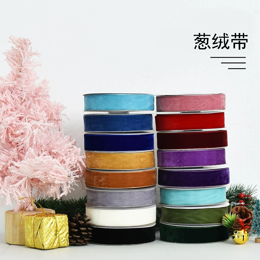 Оптовая продажа 2,5 см односторонняя цветная флокированная лента DIY детские аксессуары для волос подарочная упаковка бархатный ремень