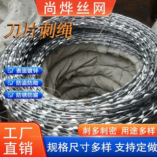 刀片刺绳铁丝网围栏带刺监狱隔离网围墙防爬刺铁蒺藜镀锌防锈
