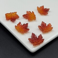 16*16mm水晶玻璃琉璃中孔枫叶古风颤枝玉簪花饰叶子diy饰品配件