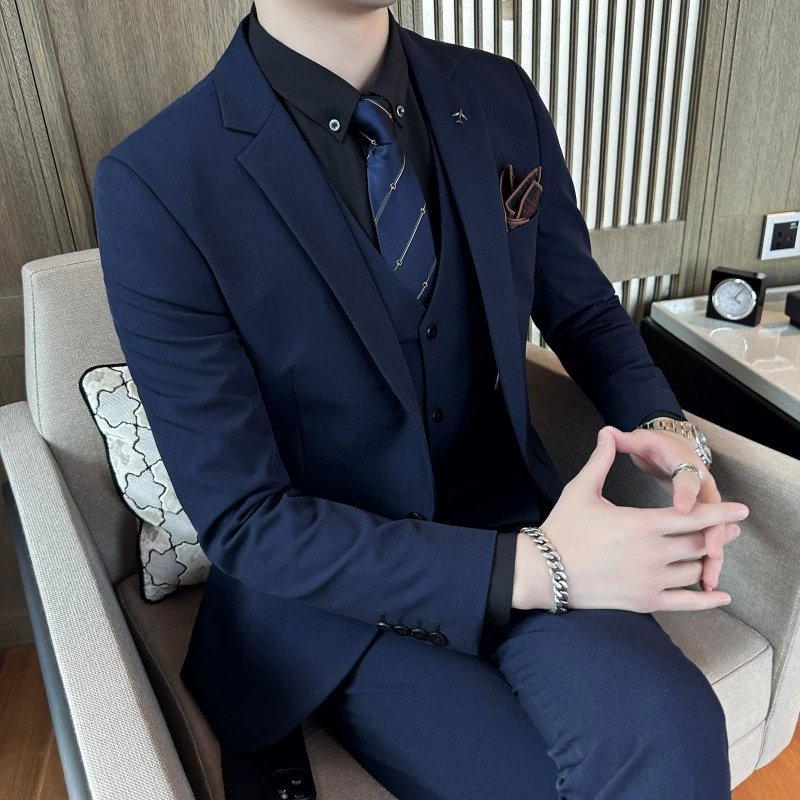 Классический пиджак костюм, мужской сет для отдыха, стиль лёгкой роскоши, набор из 3 предметов