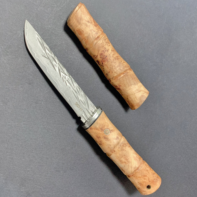 SDK-11竹节三合钢步步高直刀崖柏木高硬度随身锋利水果小刀野外