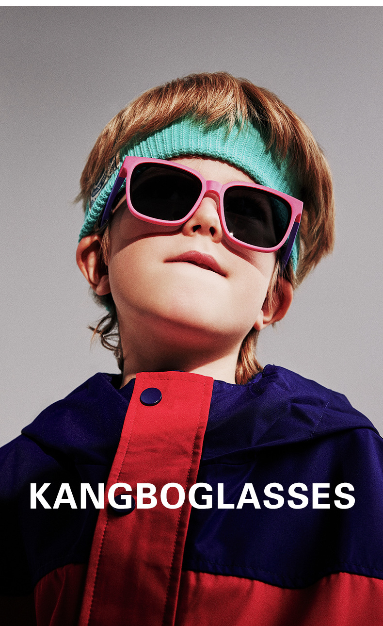 Lässig Farbblock Tak Quadrat Vollbild Kinder Sonnenbrille display picture 2