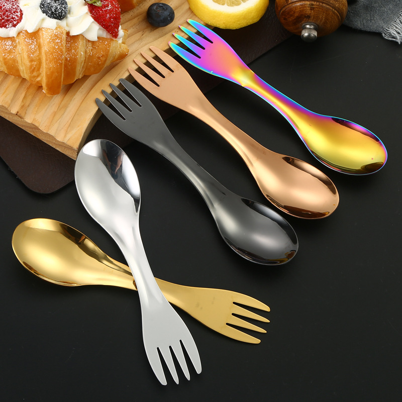 Portable Stainless Steel Double-headed Spoon And Fork Cutlery Set_voghion.com