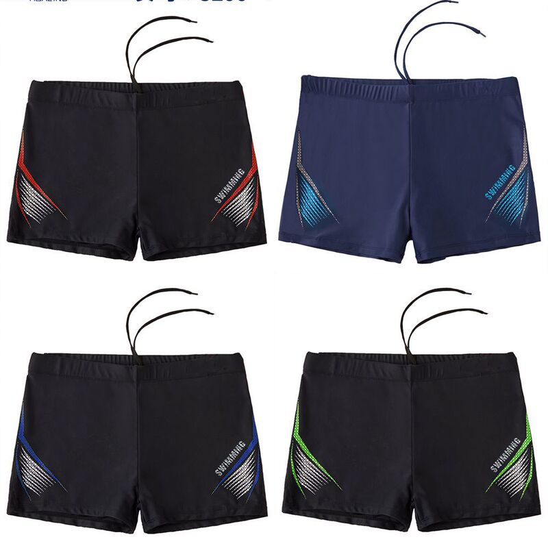 Nylon swimming trunks men's boxer slim-fit sports boys swimming trunks quick-drying shorts fashion simple men's swimming trunks wholesale