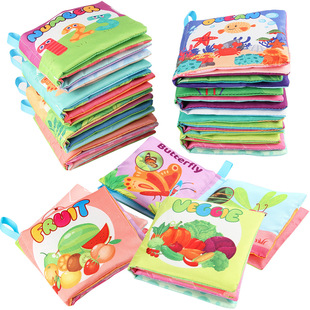 Export 0-3 years old baby cloth book early education baby tear can bite palm book puzzle enlightenment English cloth book