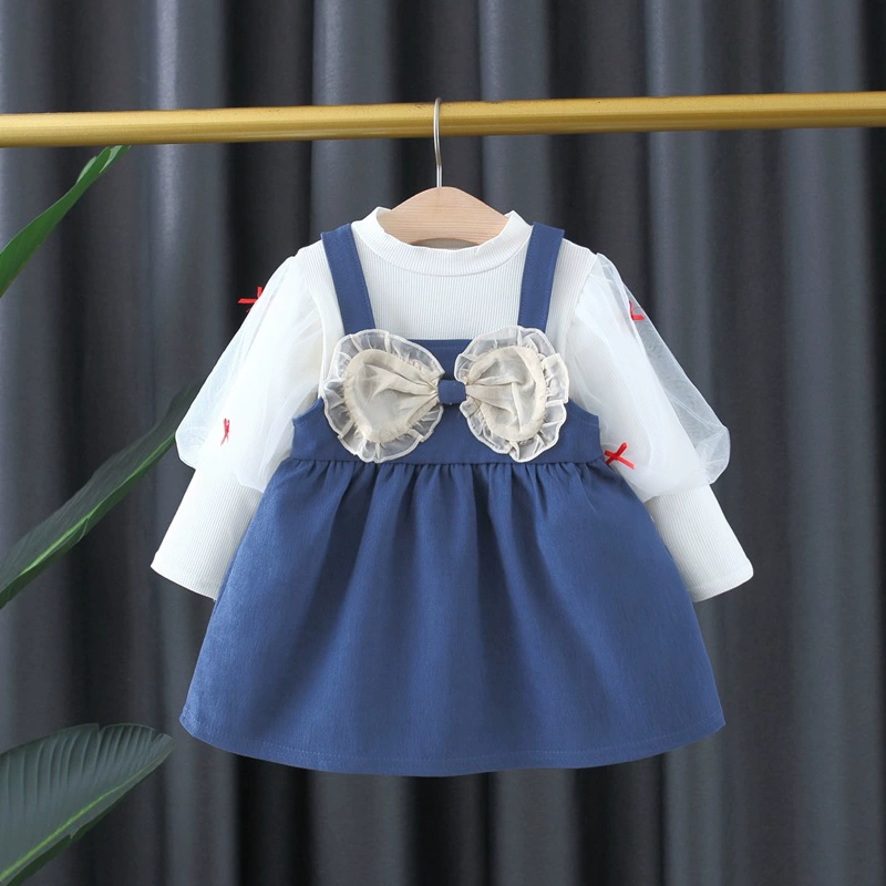 Комплект на весну, детская кофта с длинным рукавом, slip dress, западный стиль, корейский стиль, интернет-звезда, детская одежда