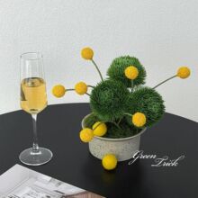 北欧风绿毛球仿真花盆栽装饰摆件绿石竹绿松球假花盆景假花绿植
