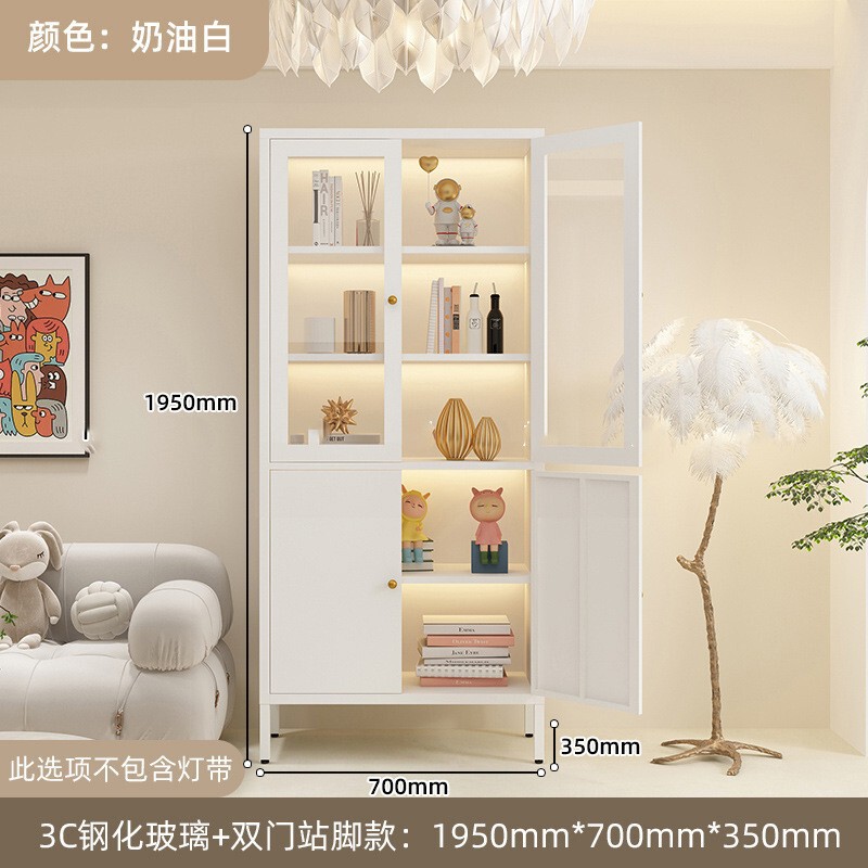 钢制书柜玻璃门防尘书架简约现代铁艺置物柜客厅储物柜家用展示柜|undefined