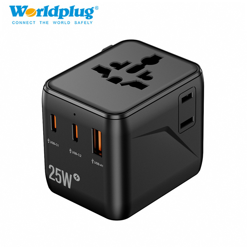 Fast charging 25W travel adapter international conversion head conversion socket one turn multi travel charger conversion plug