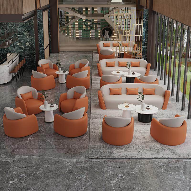 Sofá de recepción de ventas de postres cafetería sofá mesa de té combinación de empresas de negocios sofá mesa redonda