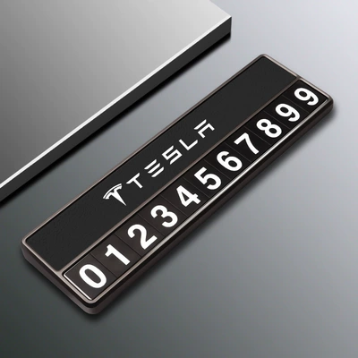 Suitable for Tesla Model 3 Y X S Mobile Phone Plate Tesla Special Temporary Parking Number Plate (Nömrəli dayanma kartı) - tesla-model-d-parking-sign-black-comes-with-5-sets-of-number-plates