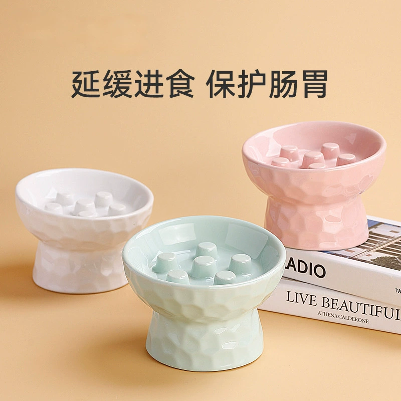 Керамическая высокая миска для медленного питания для домашних животных с защитой шейного позвонка и наклонным горлышком, миска для кошек и собак, миска для еды, миска для кошек, миска для питьевой воды, защита от ударов