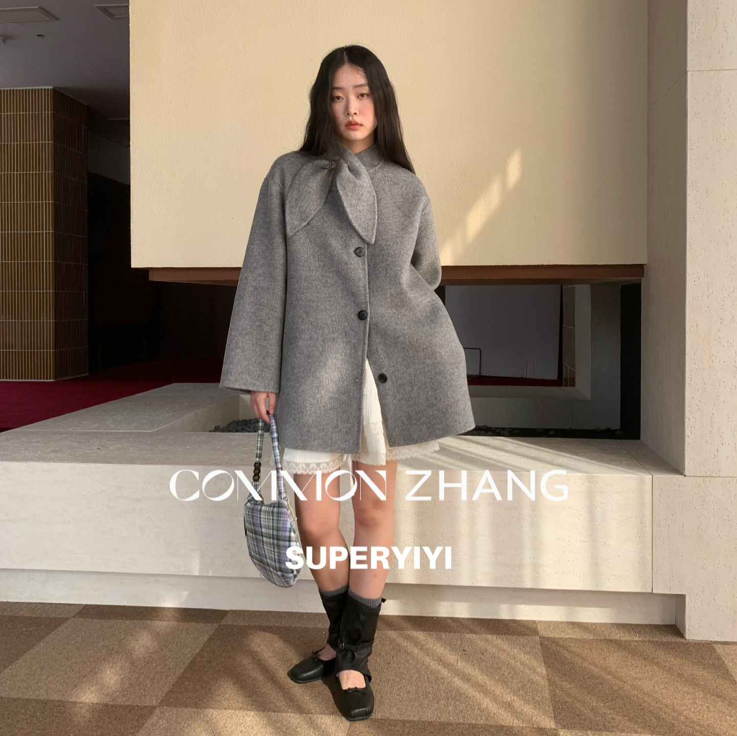 CZ ZHANG秋冬纯手工羊毛双面呢女百搭气质休闲大衣（断码福利款）