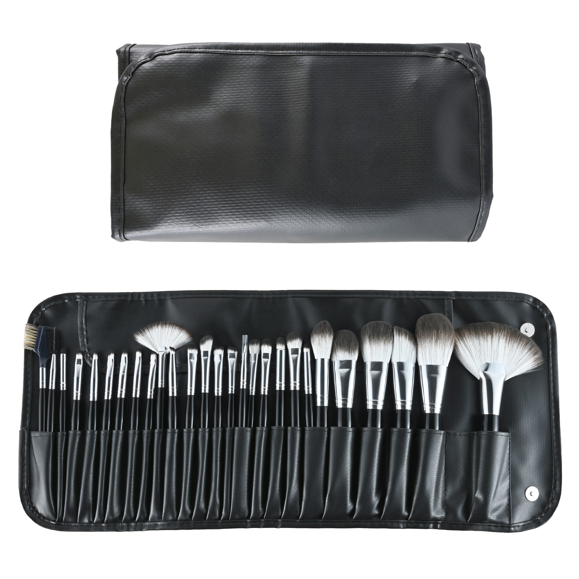 Fábrica al por mayor-blanco cremoso pinceles de maquillaje traje en forma de abanico 24 champán herramientas de maquillaje pelo sintético