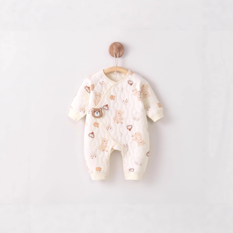 Baby Clothes Class a Girl Baby Full-Month Outfit Romper Warm Newborn Onesie Pure Cotton Long-Sleeve Class a Pure Cotton