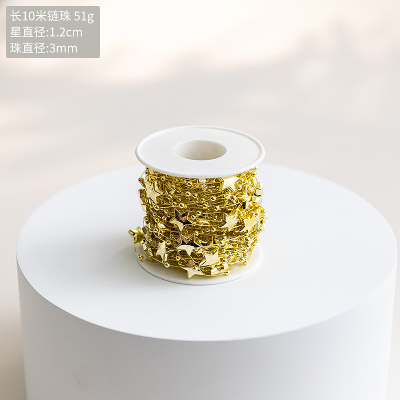 圣诞装饰品10米珍珠星星链条满天星圆珠款圣诞树diy挂件手工挂饰|undefined