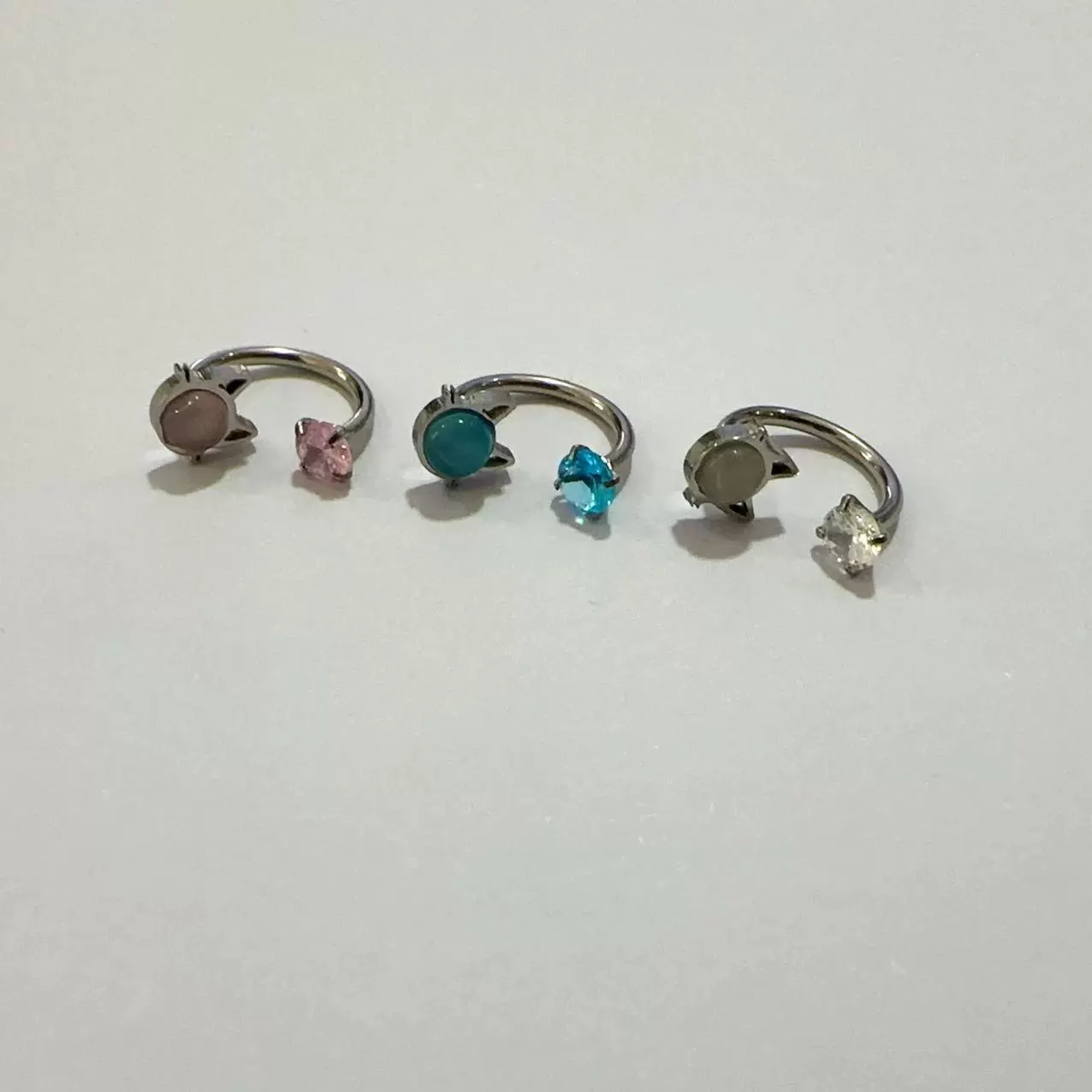 Пирсинг губы из нержавеющей стали с кошачьим глазом, 1,2×8/10/12 мм