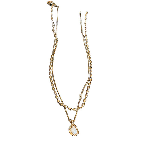 French simple pearl double-layer necklace light luxury niche clavicle chain women's high-end necklace summer fashion accessories
