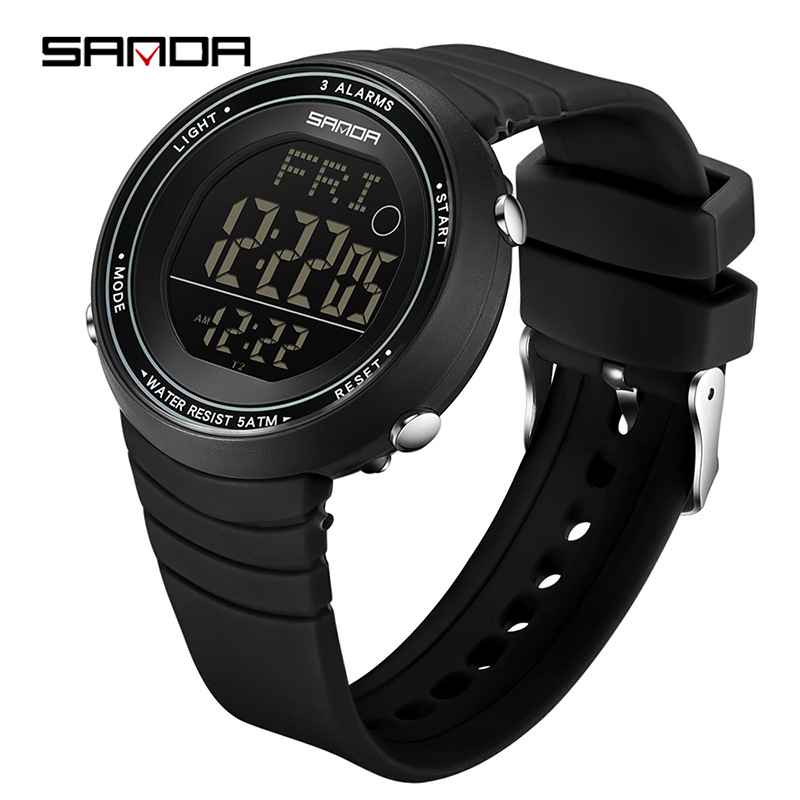 Sanda moda masculina y femenina silicona correa de reloj electrónico impermeable multifuncional reloj deportivo ligero y delgado de una sola pantalla luminosa
