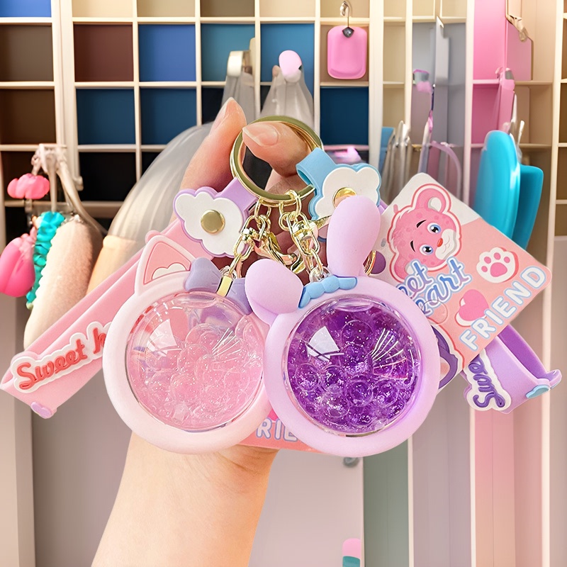 Acrylic Oil-Infused Linabell Car Key Liquid Sand Keychain Cherry Blossom Pendant Keychain Flower Oil-Infused Pendant Acrylic Oil-Infused Linabell Car Key Liquid Sand Keychain Cherry Blossom Pendant Keychain Flower Oil-Infused Pendant