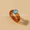 Brand acrylic colorful resin, ring with stone, South Korea, with gem